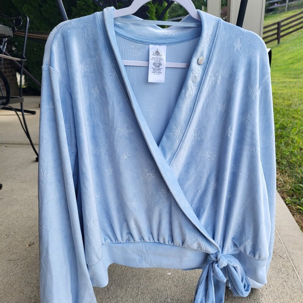 Disney 2XL Light Blue Velour Wrap Top Frozen Elsa Sweatshirt